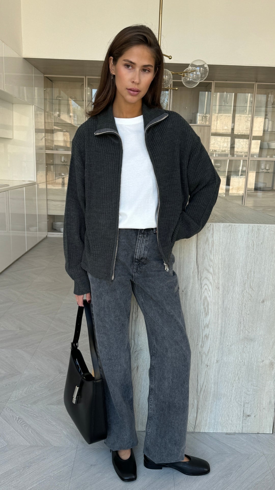 Allia Zip Cardigan - Grey