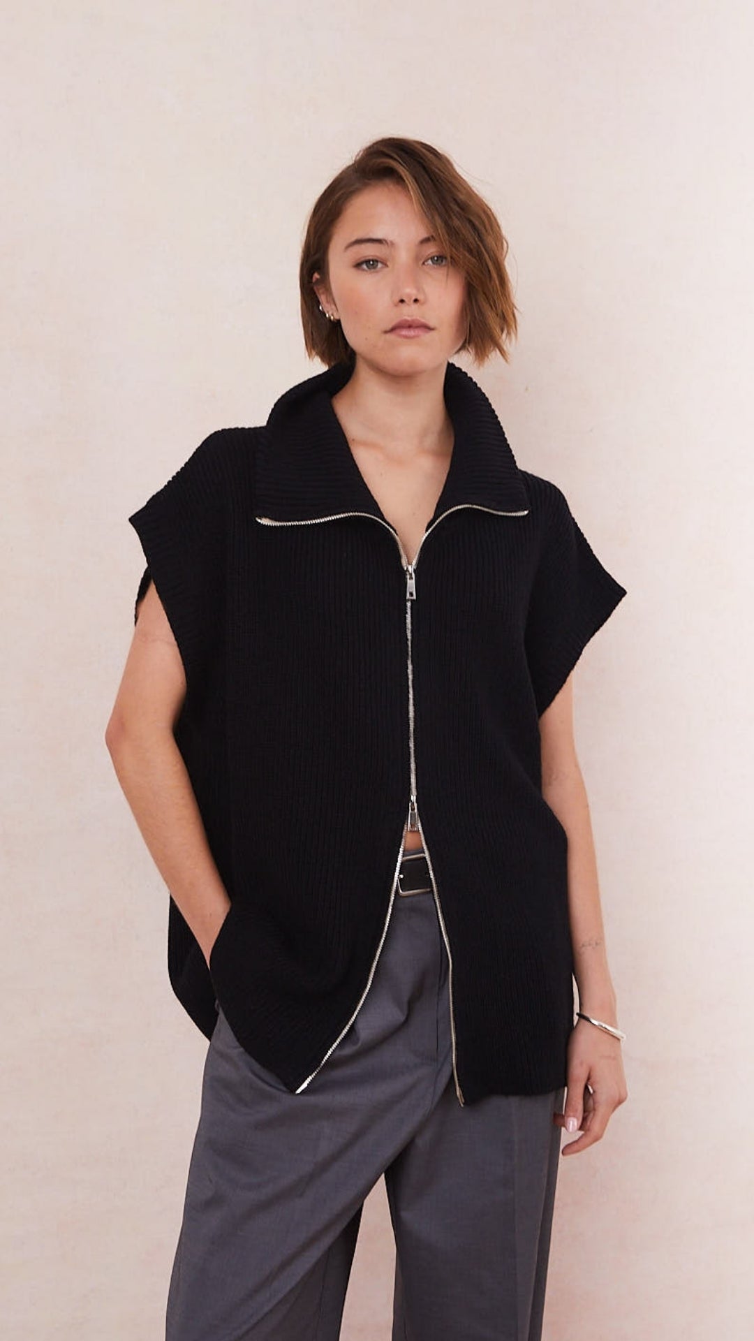 Millie Sleeveless Knit Cardigan - Black