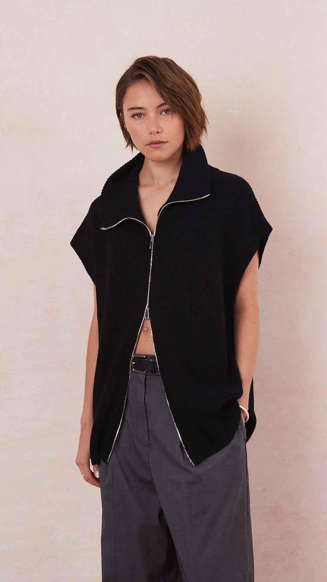 Millie Sleeveless Knit Cardigan - Black