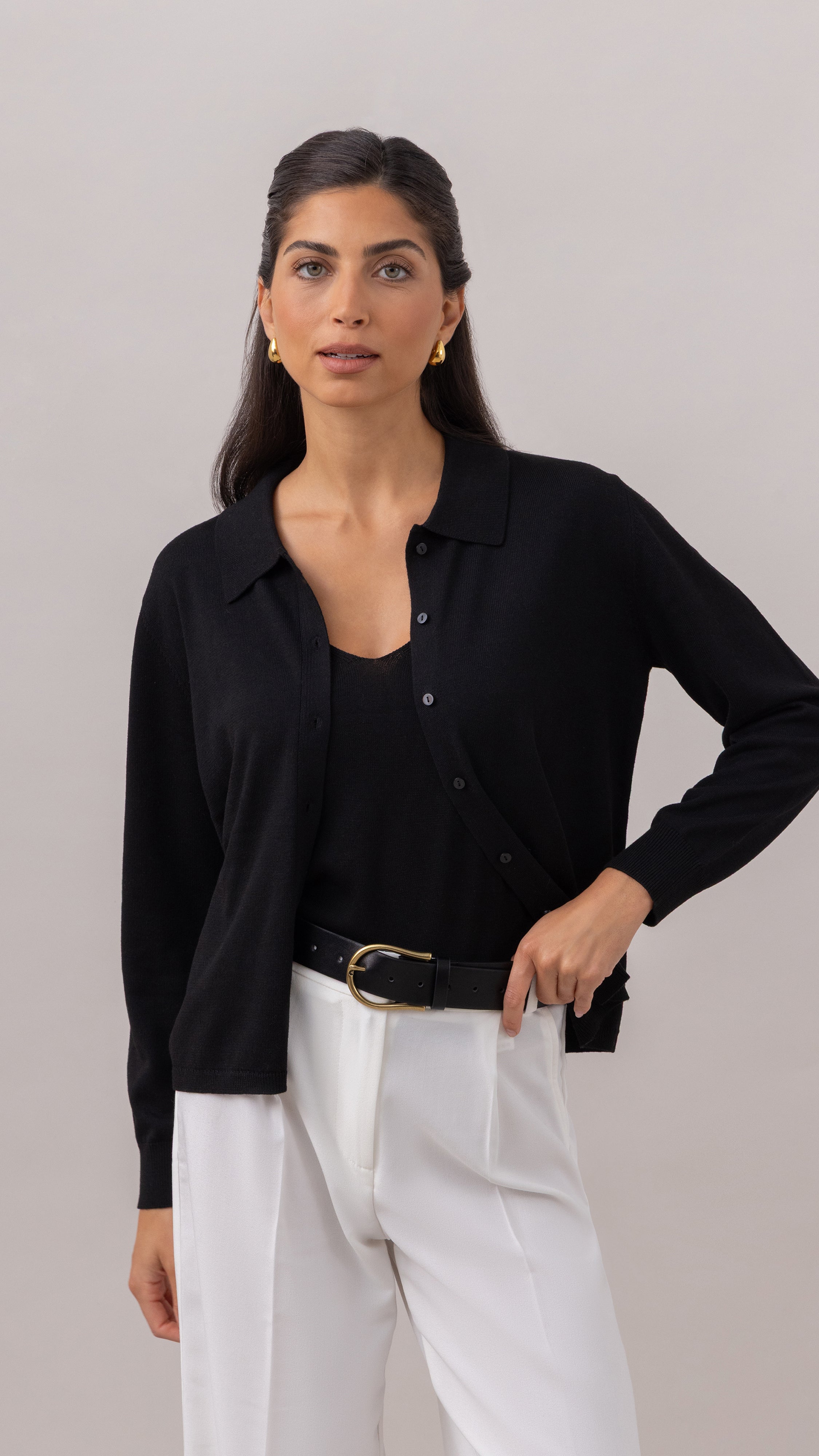 Kora Knitted Twin Set - Black