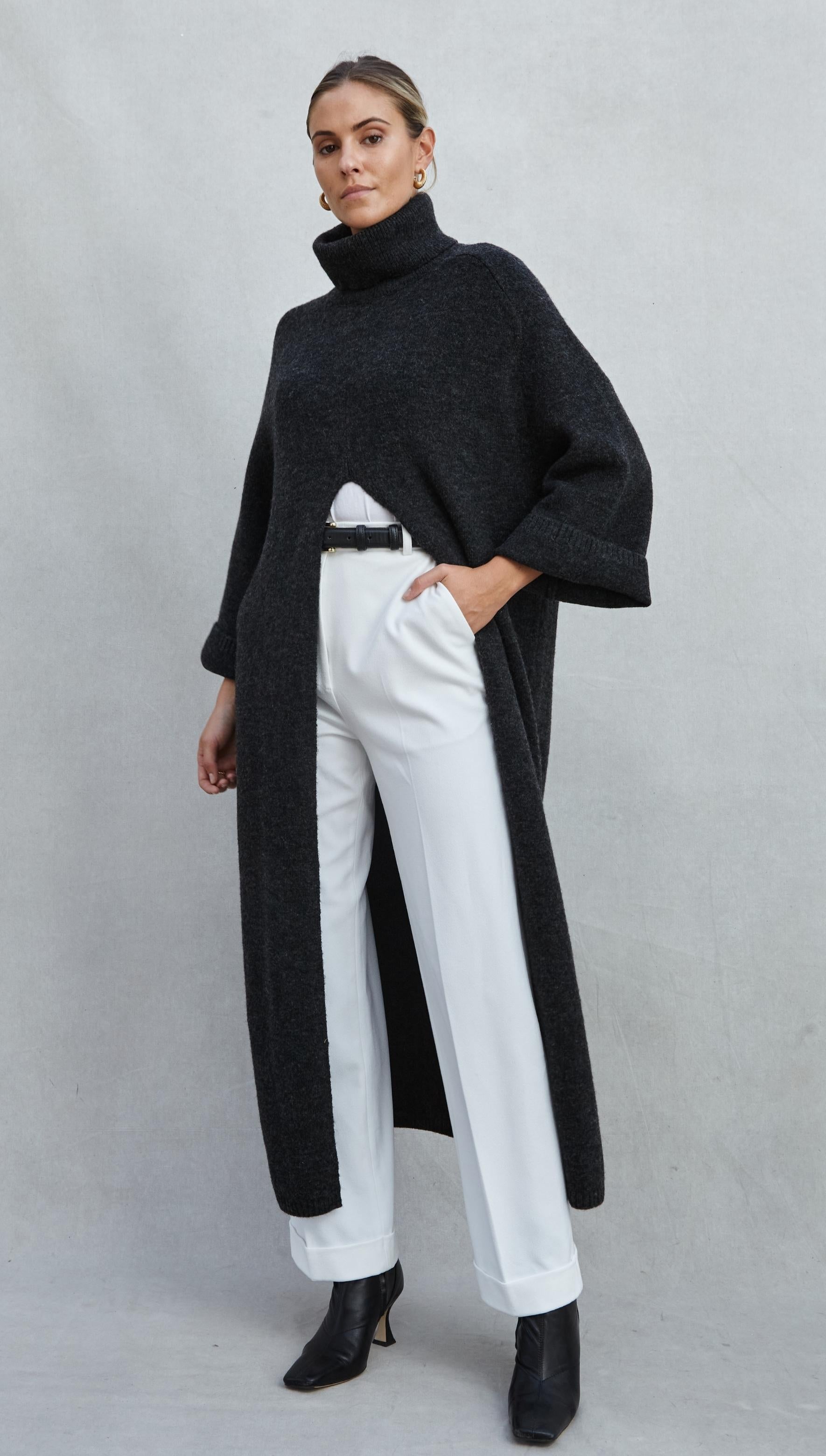 Vivienne Sweater Dress - Black Melange