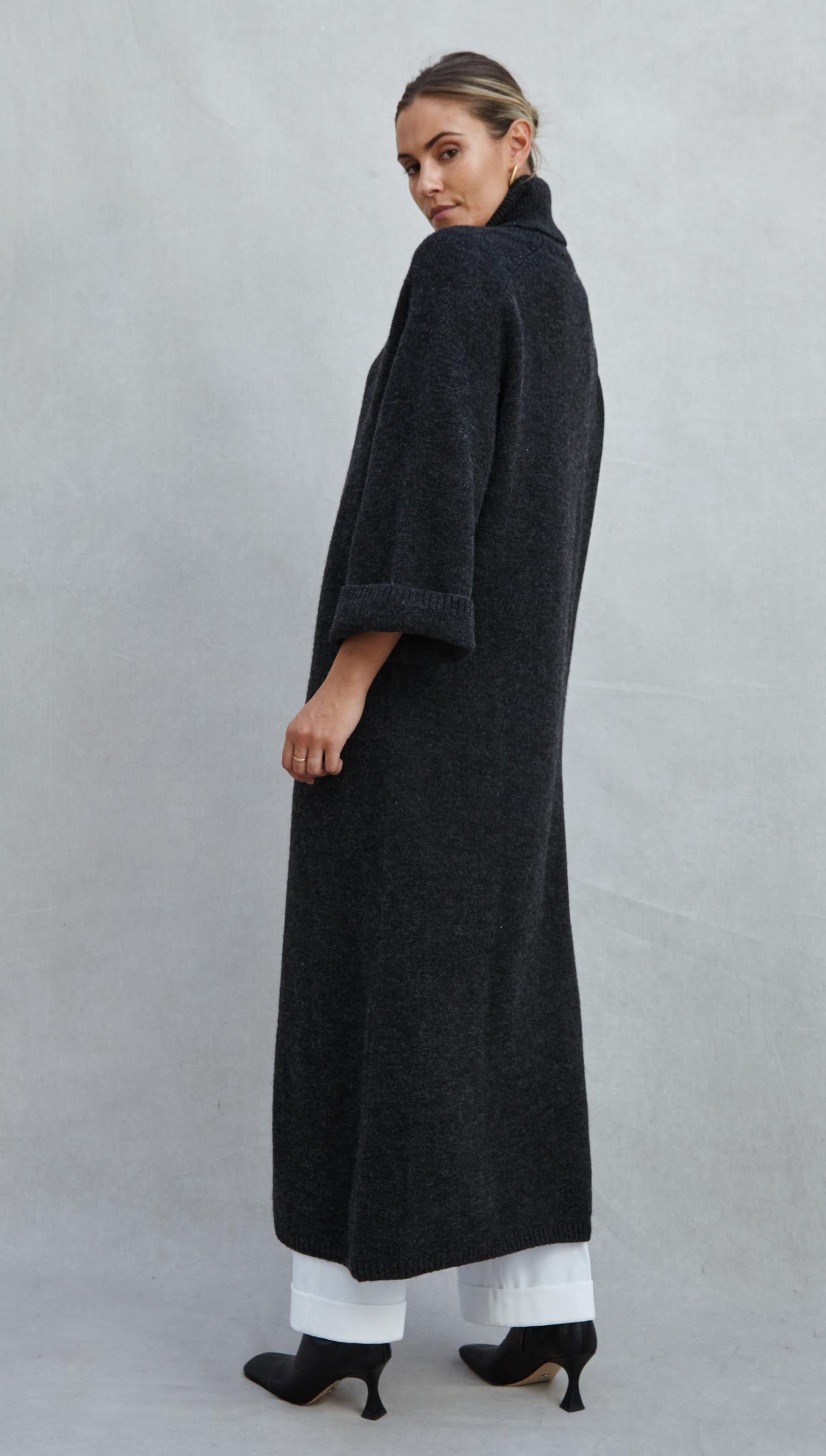 Vivienne Sweater Dress - Black Melange