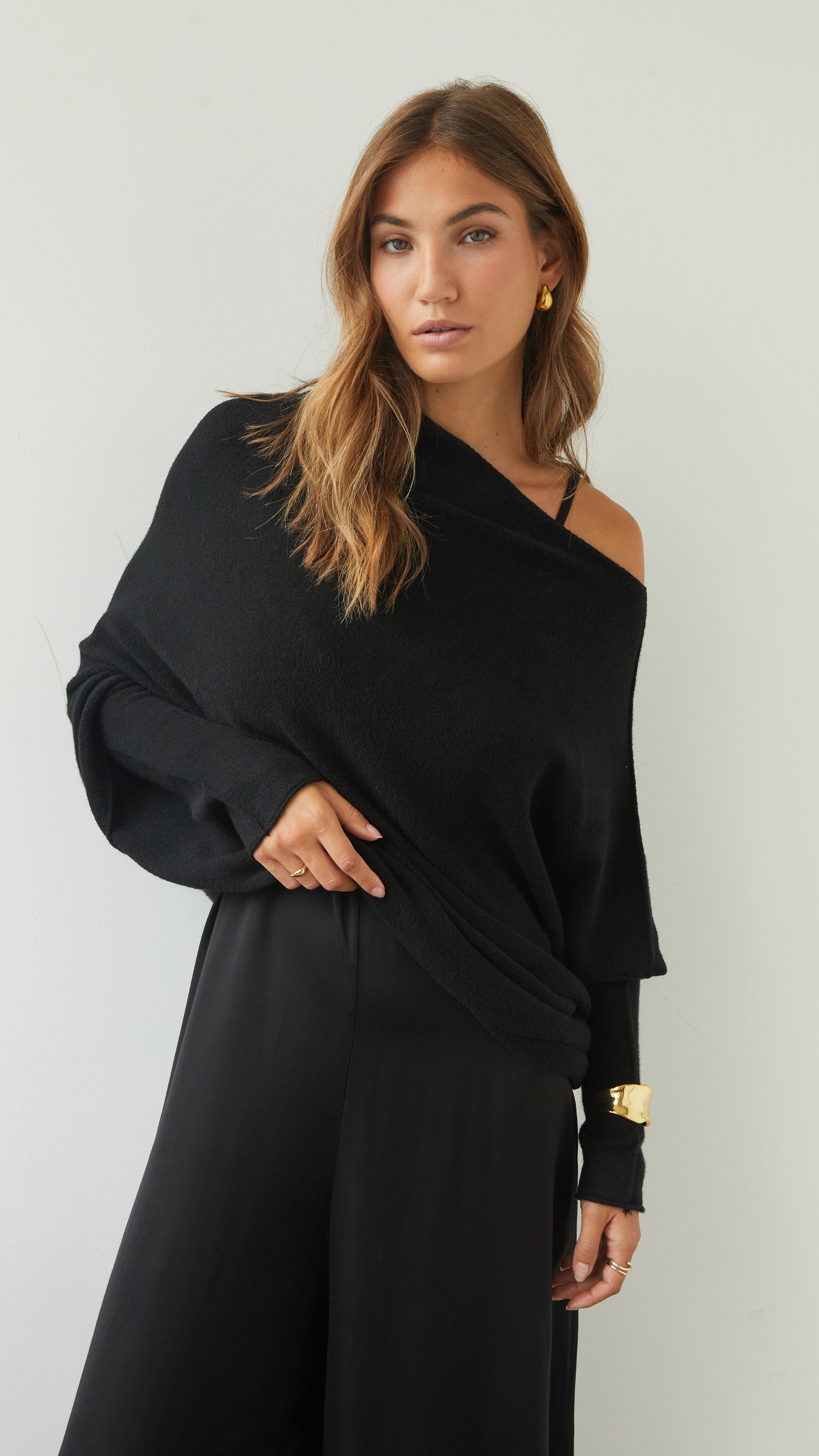 Natalie Asymmetric Sweater - Black