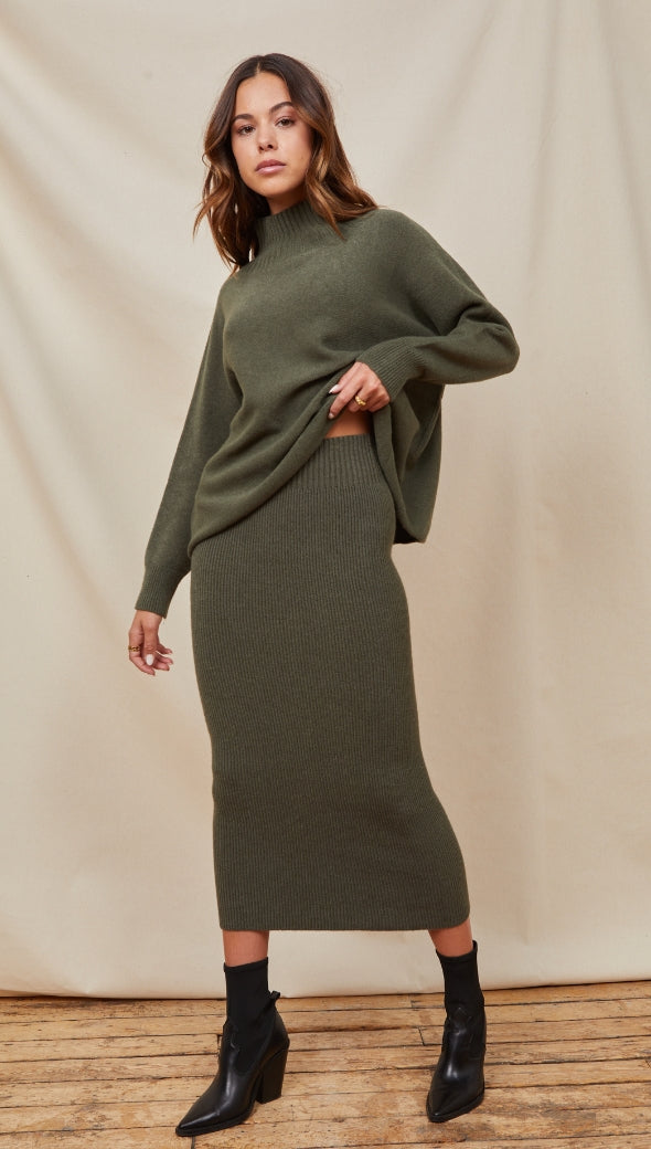 Alma Pencil Skirt - Khaki