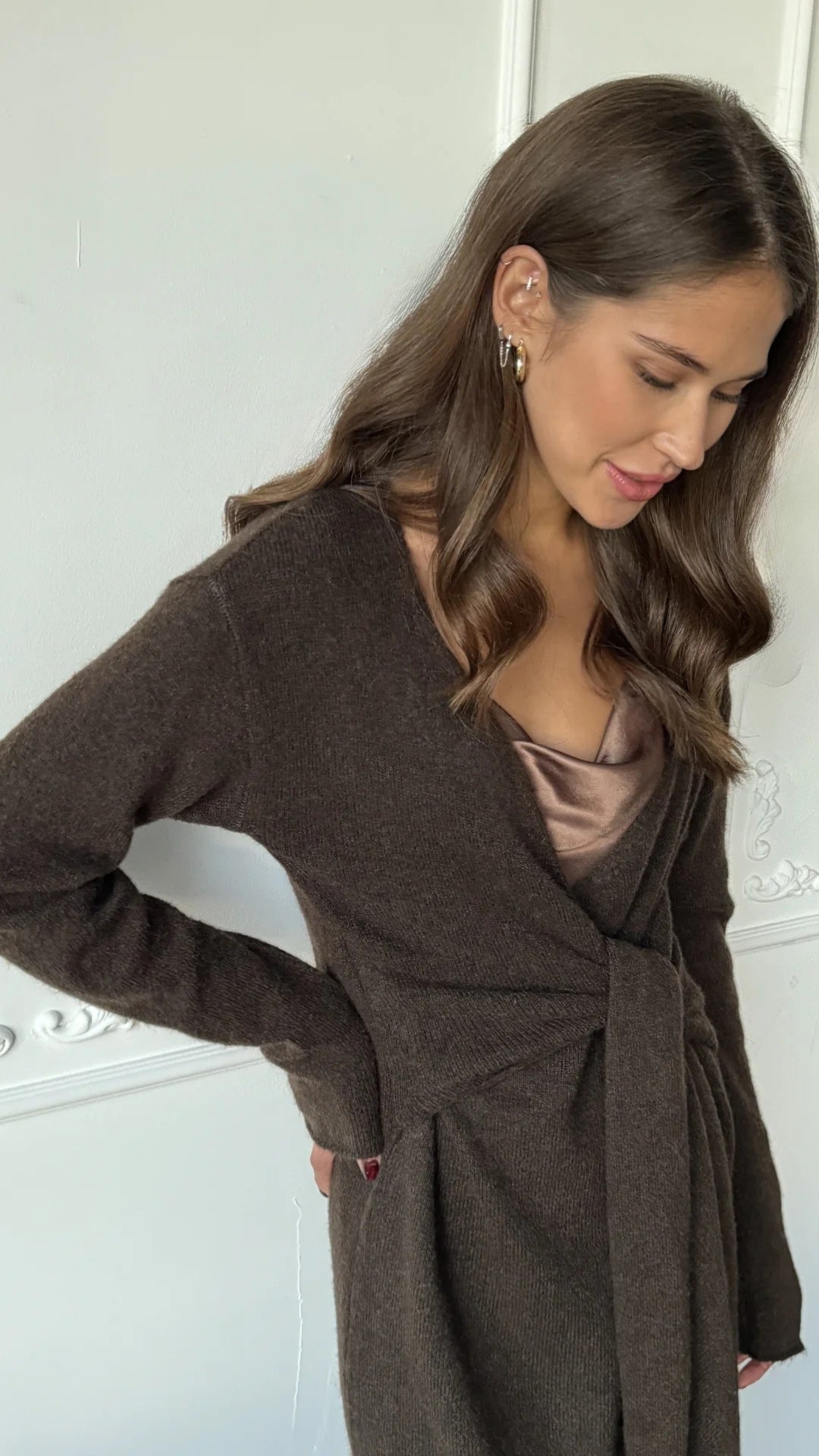 Keira Knit Wrap Dress - Dark Espresso