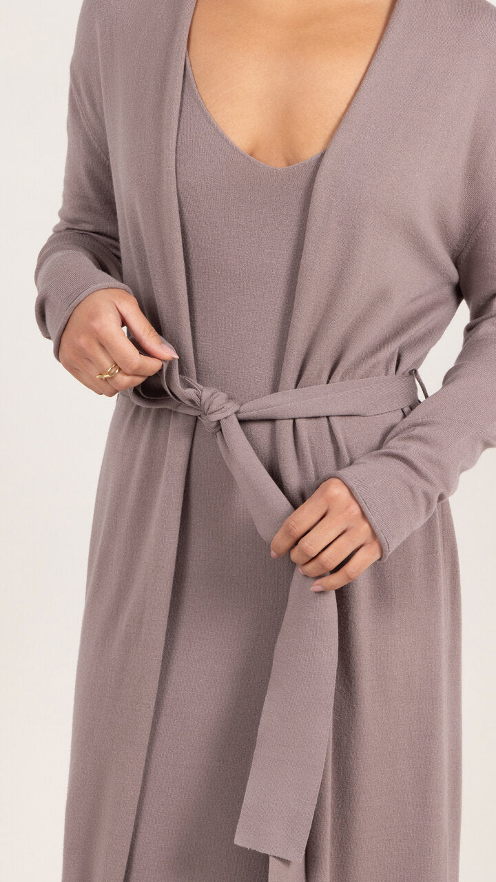 Sofia Long Line Cardigan - Mink