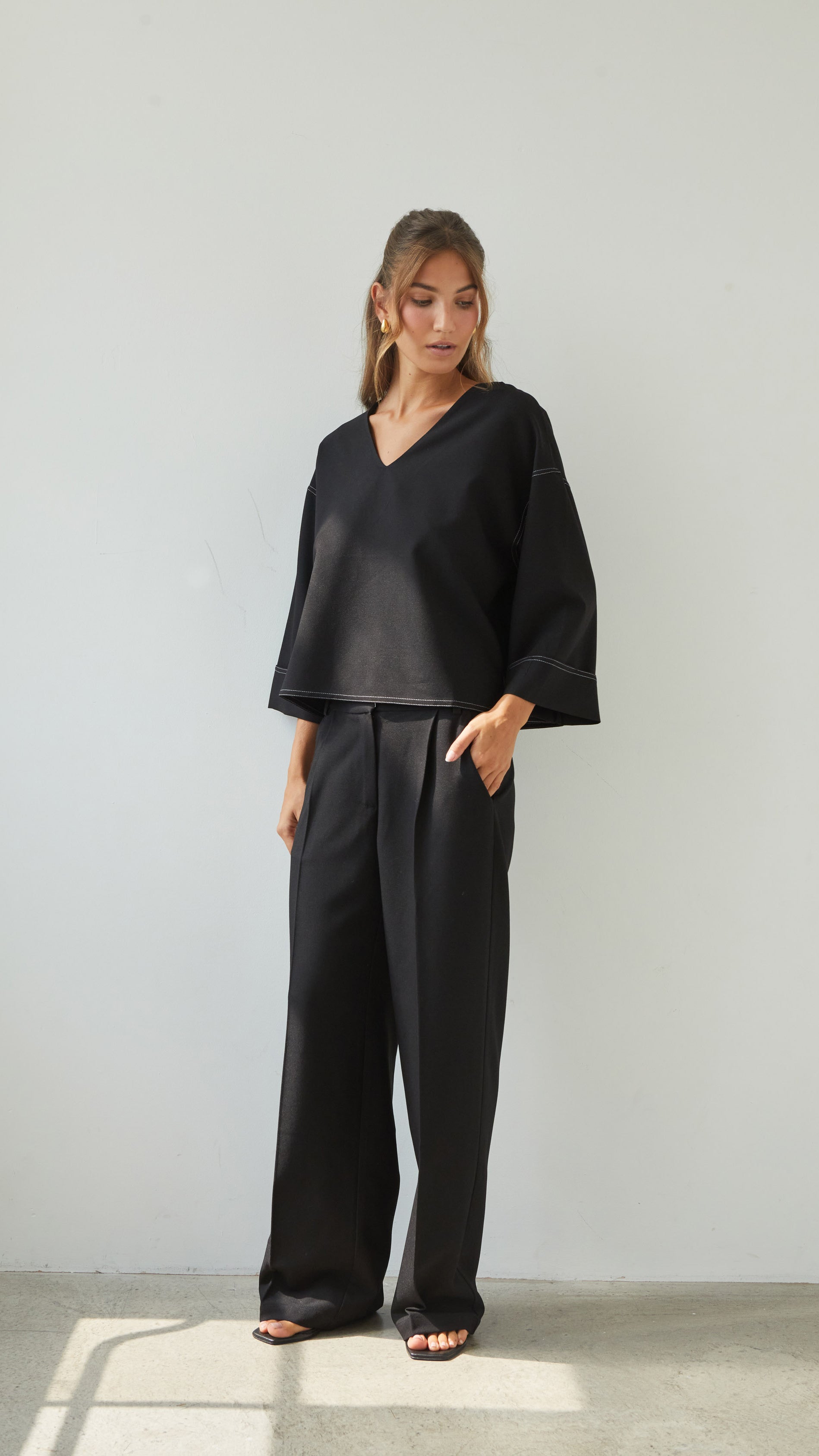 Nelly Crepe Trousers - Black