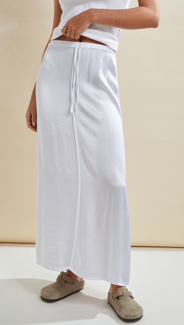Phoebe Satin Skirt - White