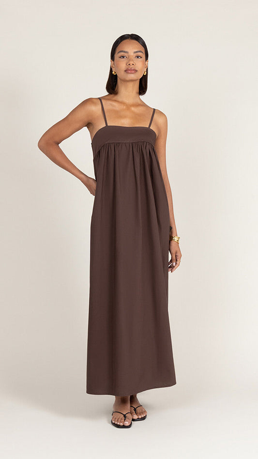 Tara Cotton Dress - Espresso