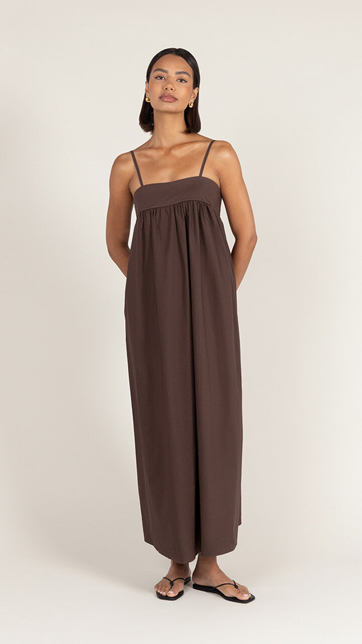 Tara Cotton Dress - Espresso