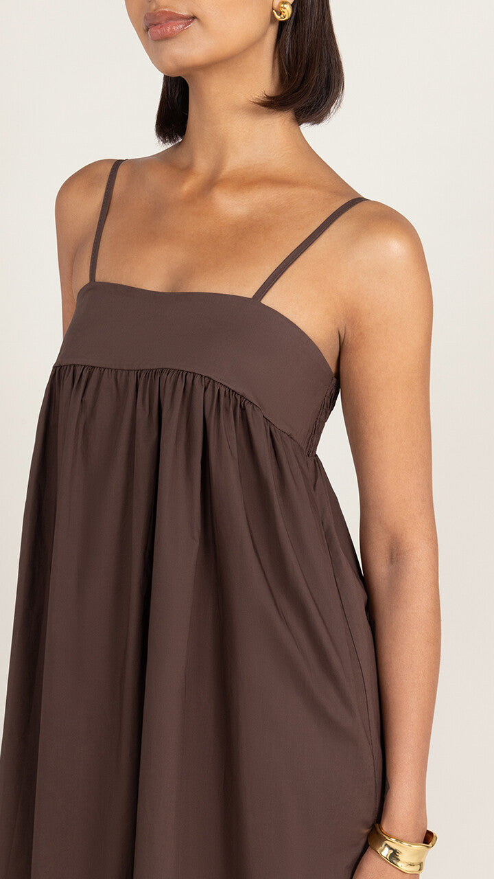 Tara Cotton Dress - Espresso