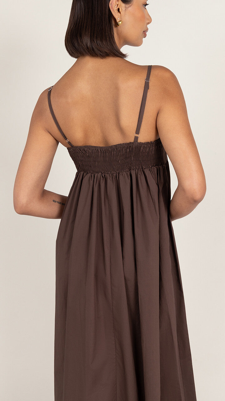 Tara Cotton Dress - Espresso