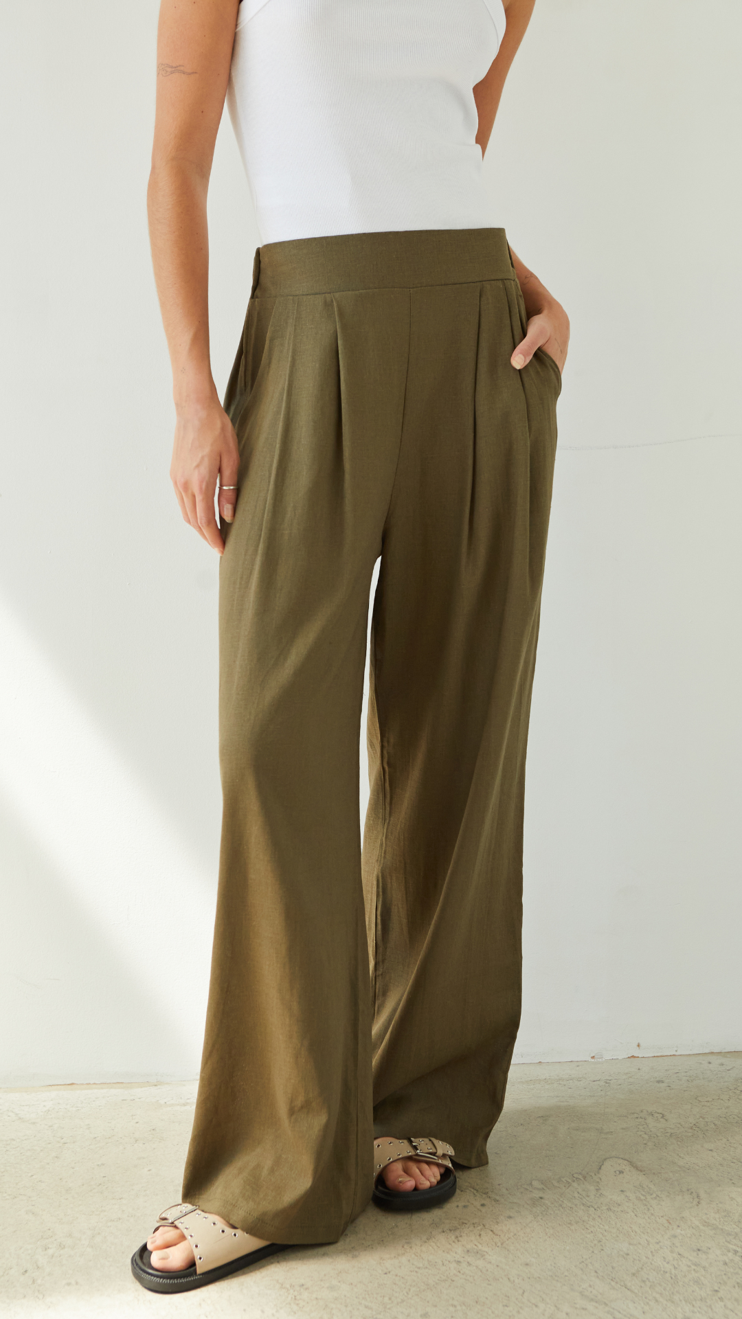Alexis Linen Trousers - Khaki