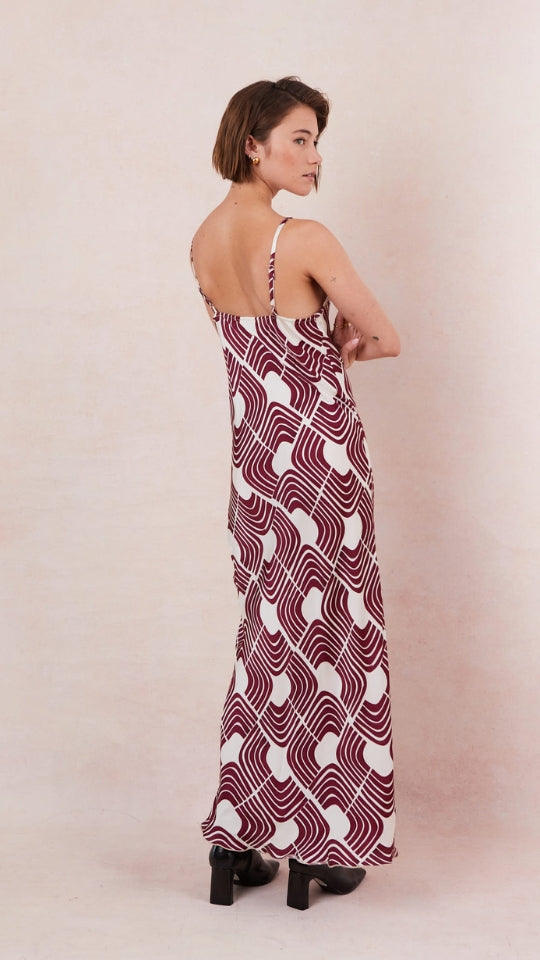 Lana Satin Dress - Geometric Print