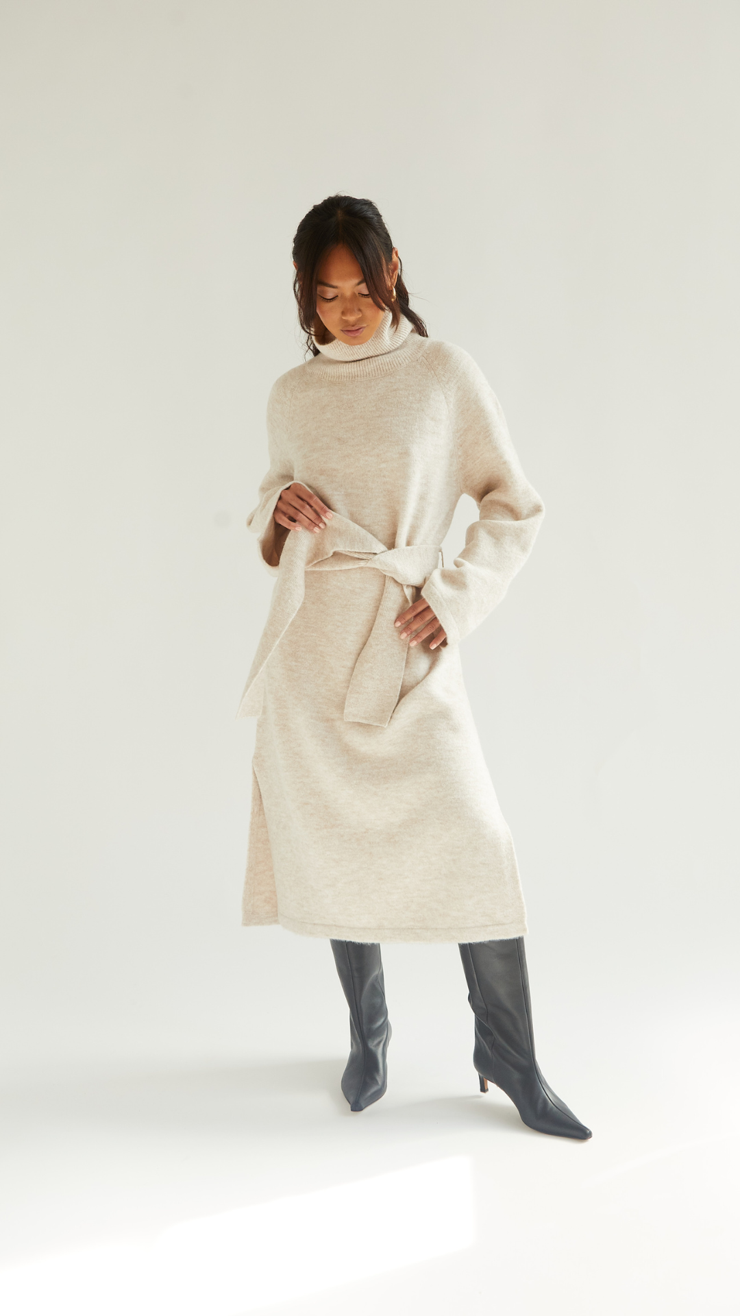 Abbie Knitted Dress - Sand