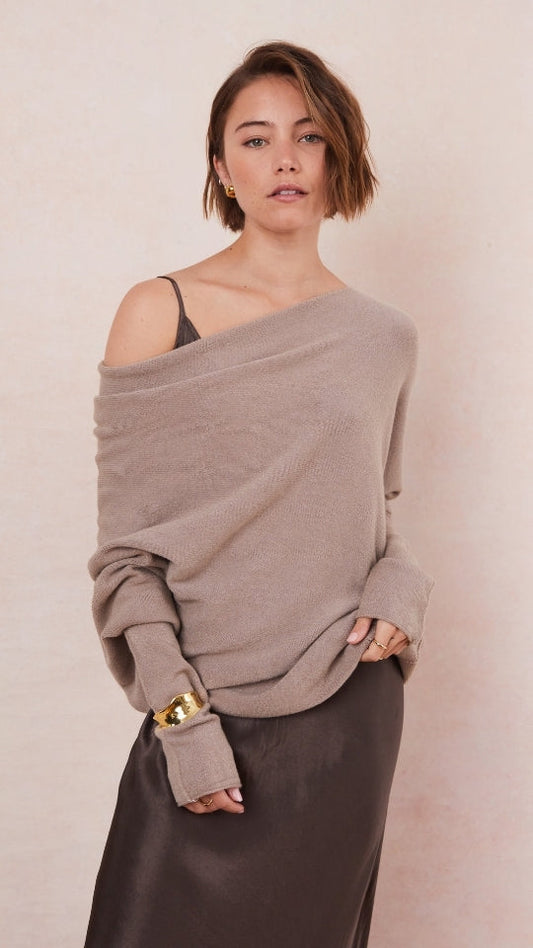 Natalie Asymmetric Sweater - Smoke