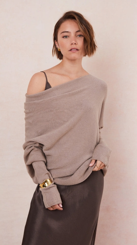 Natalie Asymmetric Sweater - Smoke
