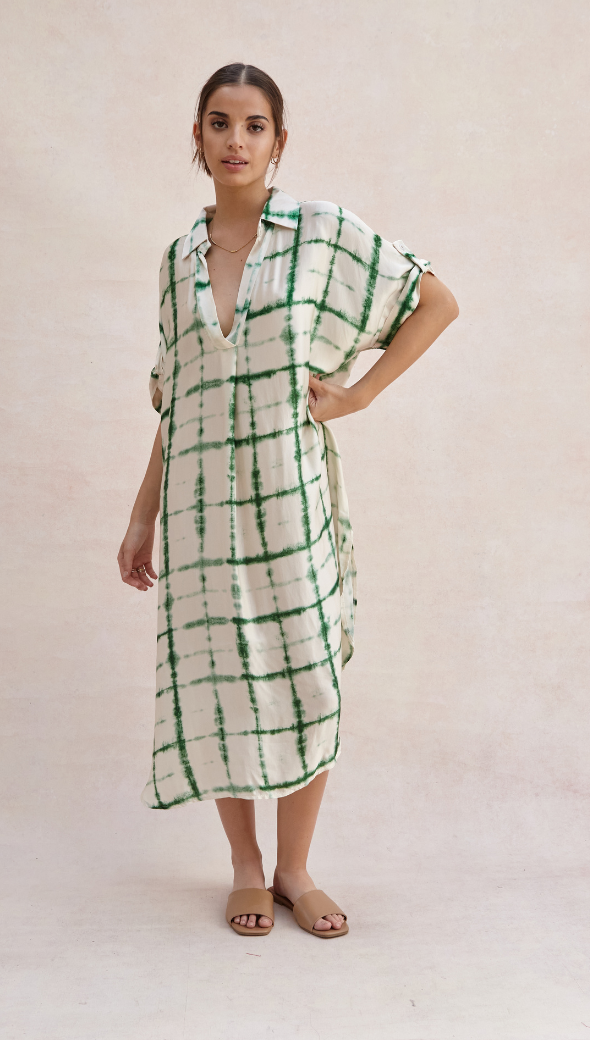 Marina Dress - Green Batik Print