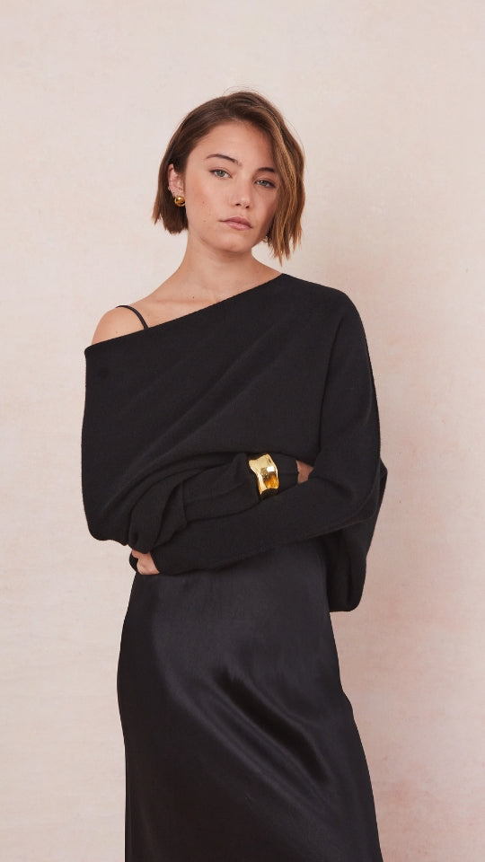 Natalie Asymmetric Sweater - Black