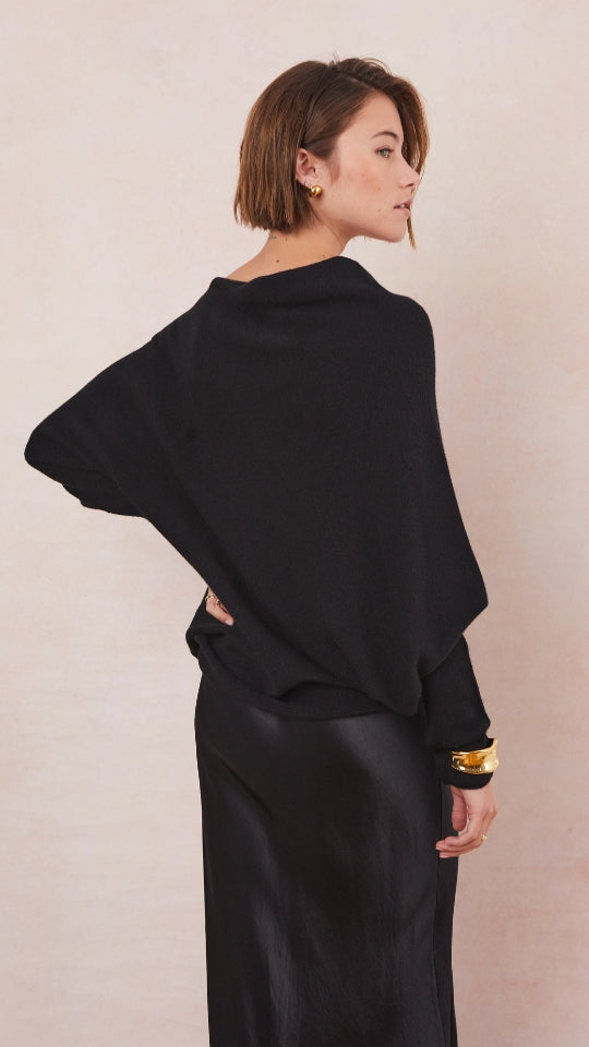 Natalie Asymmetric Sweater - Black