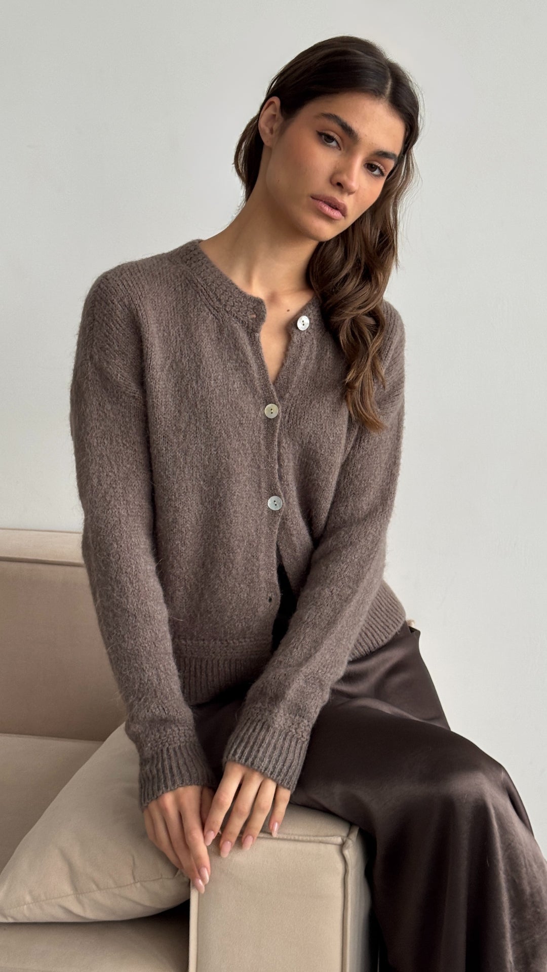 Reyna Cardigan - Mocha Mousse