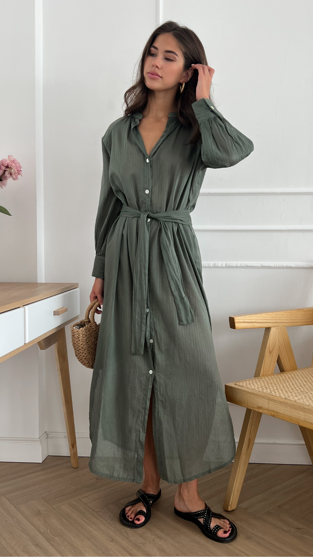Jade Shirt Dress - Khaki