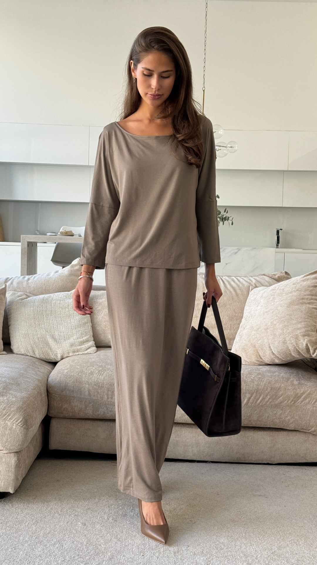 Aria Jersey Skirt - Taupe