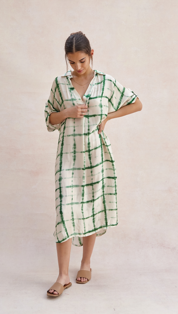 Marina Dress - Green Batik Print