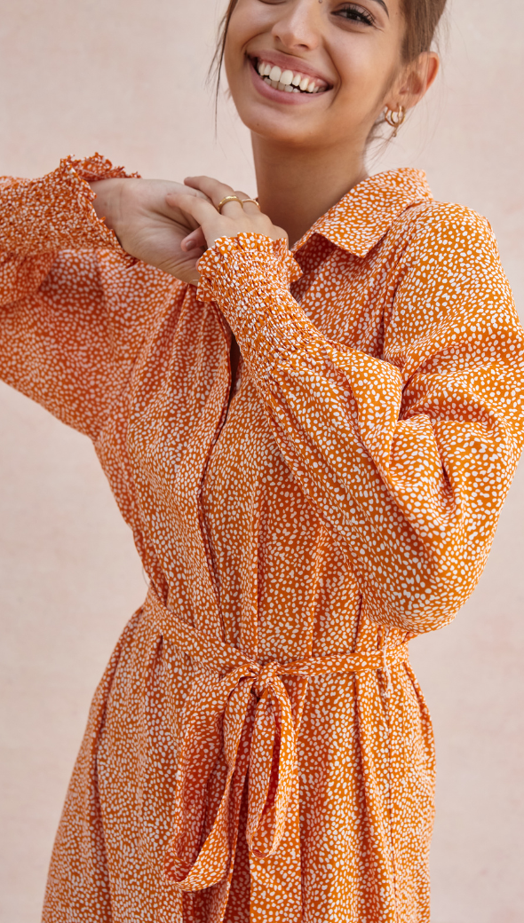 Alina Shirt Dress - Auburn Print