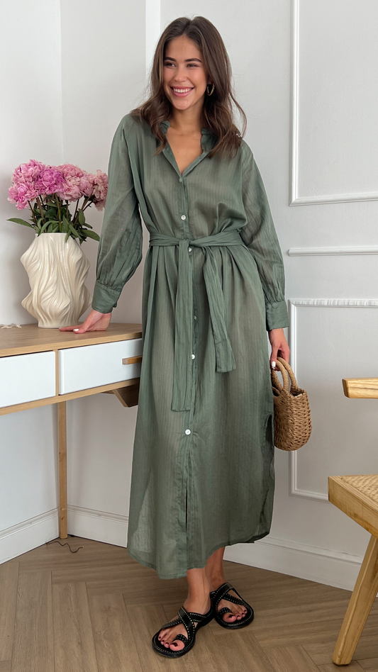 Jade Shirt Dress - Khaki