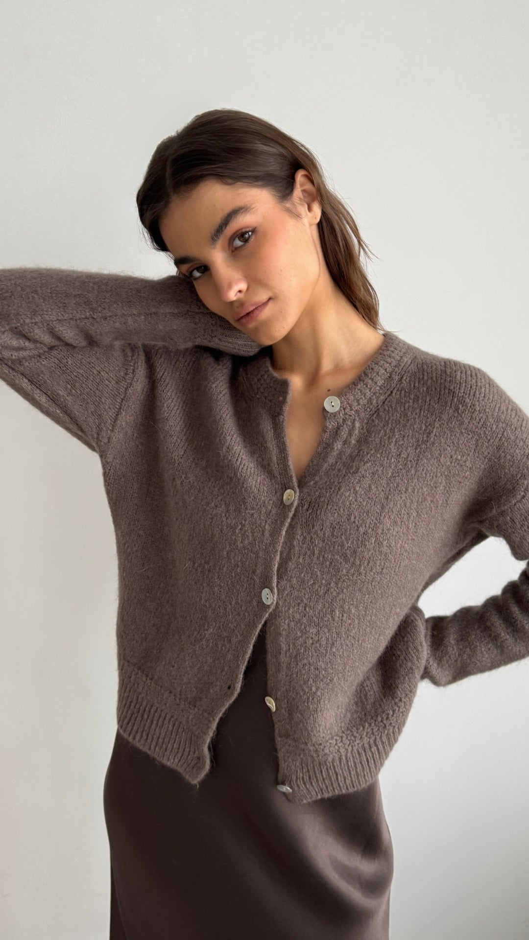 Reyna Cardigan - Mocha Mousse