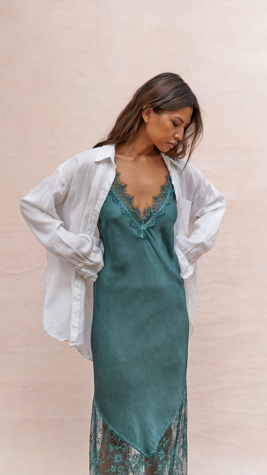 Solange Slip Dress - Emerald