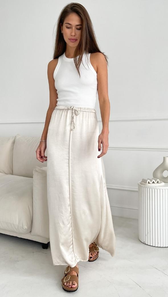 Phoebe Satin  Skirt - Pearl