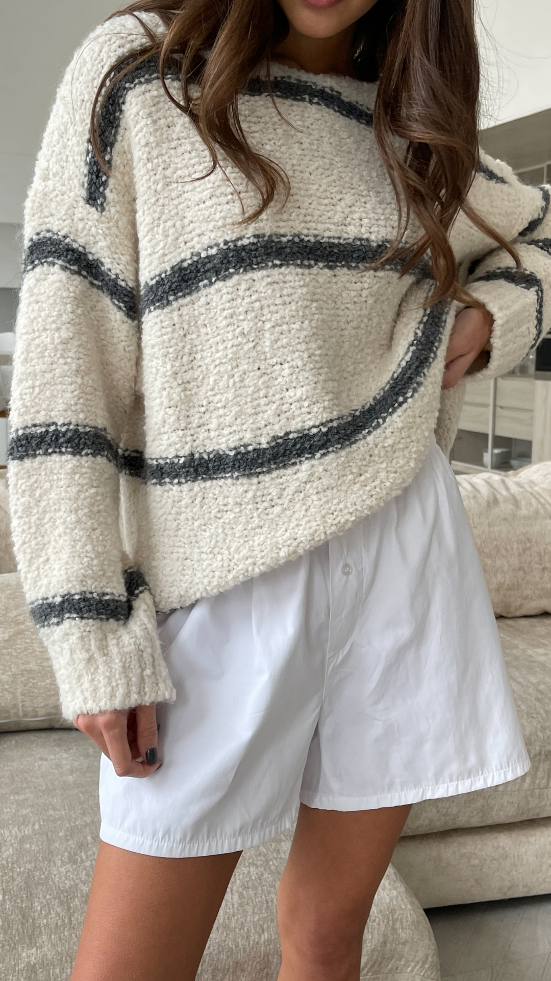 Opal Sweater - Dark Grey Stripes