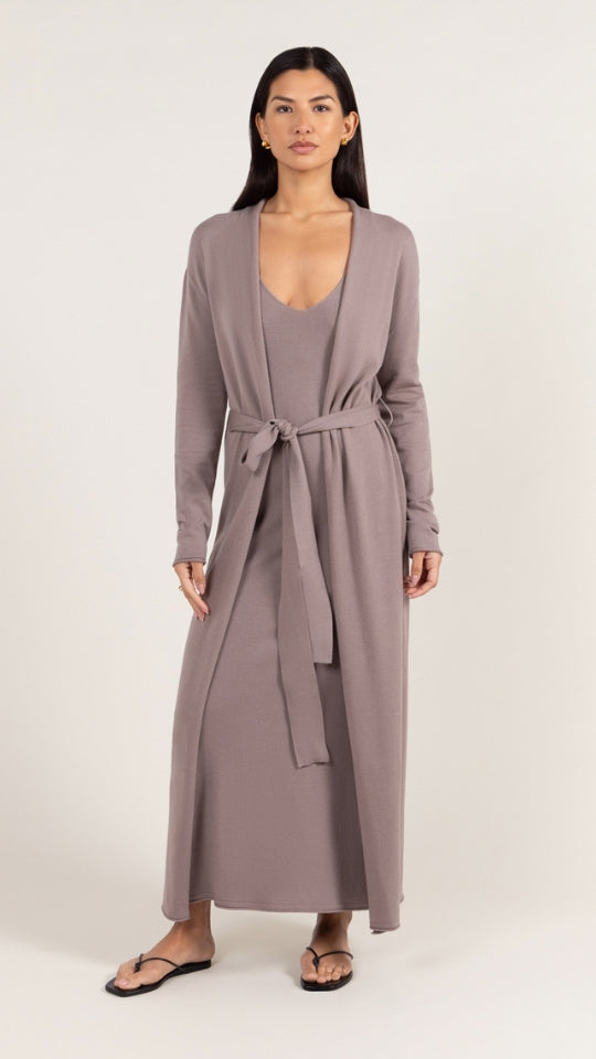 Sofia Long Line Cardigan - Mink