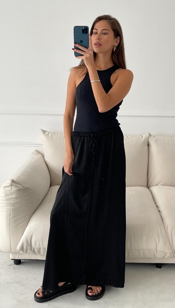 Phoebe Satin Skirt - Black