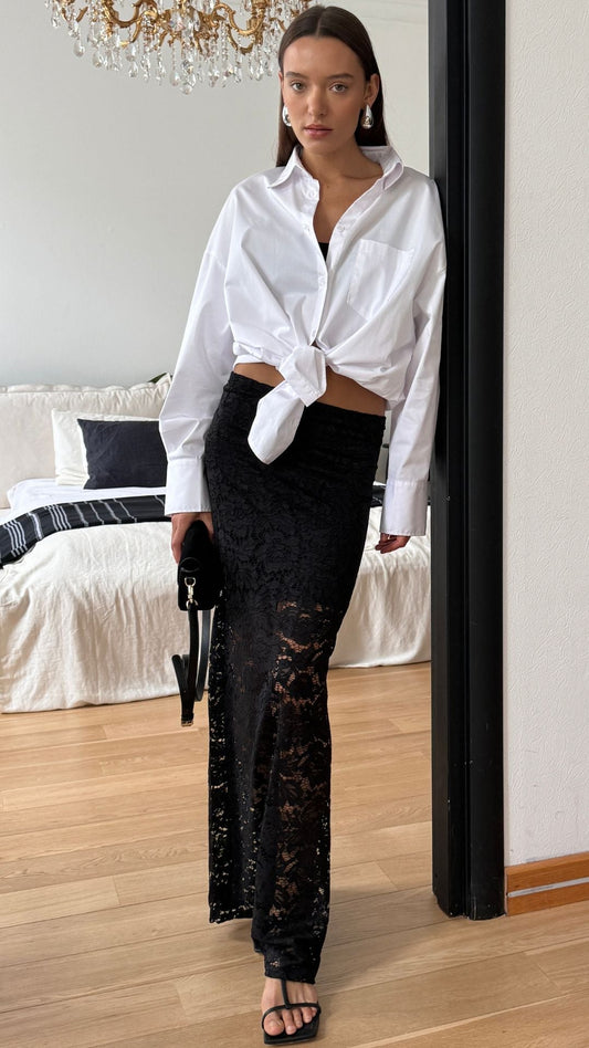 Alba Lace Skirt - Black