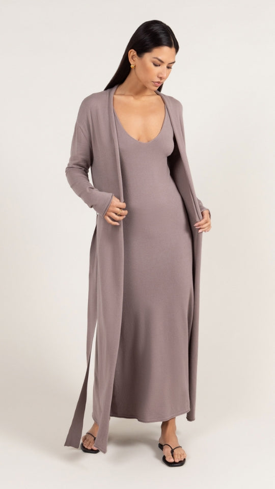 Sofia Long Line Cardigan - Mink