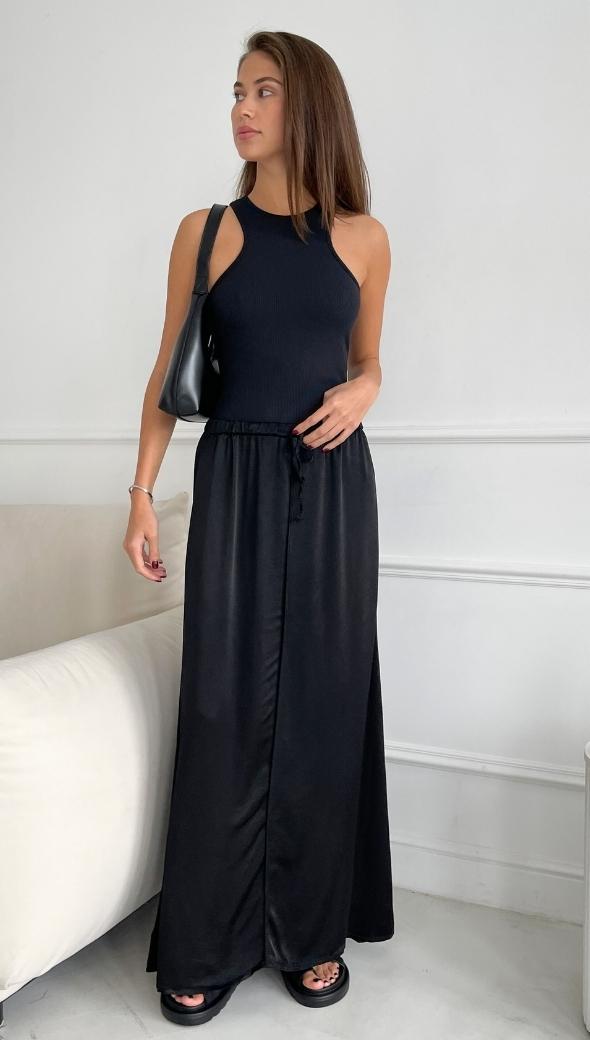Phoebe Satin Skirt - Black