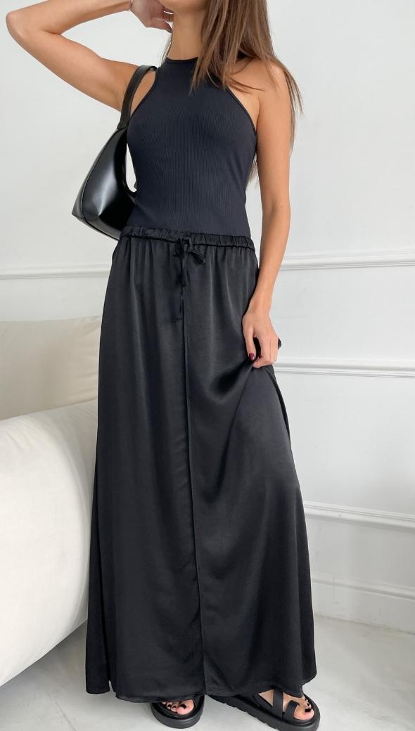 Phoebe Satin Skirt - Black