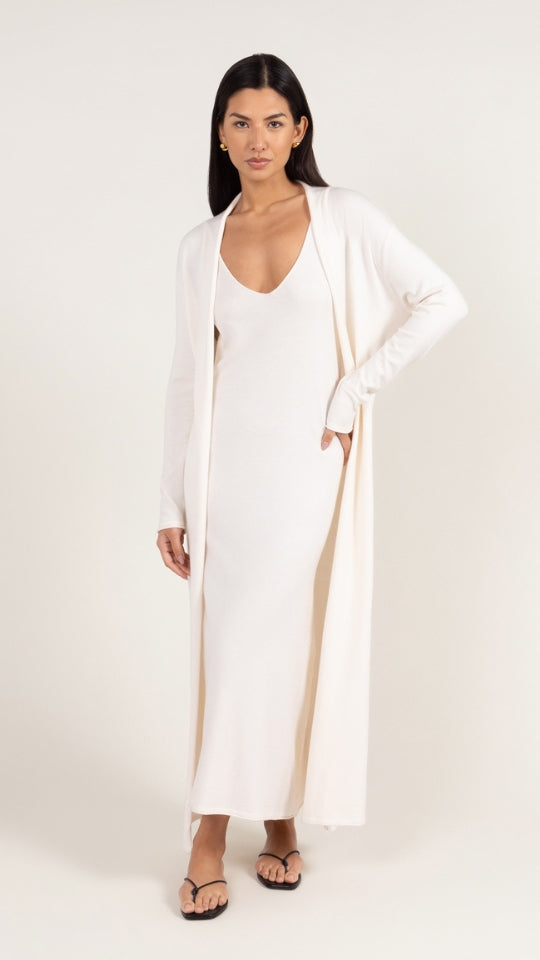 Sofia Long Line Cardigan - Ivory