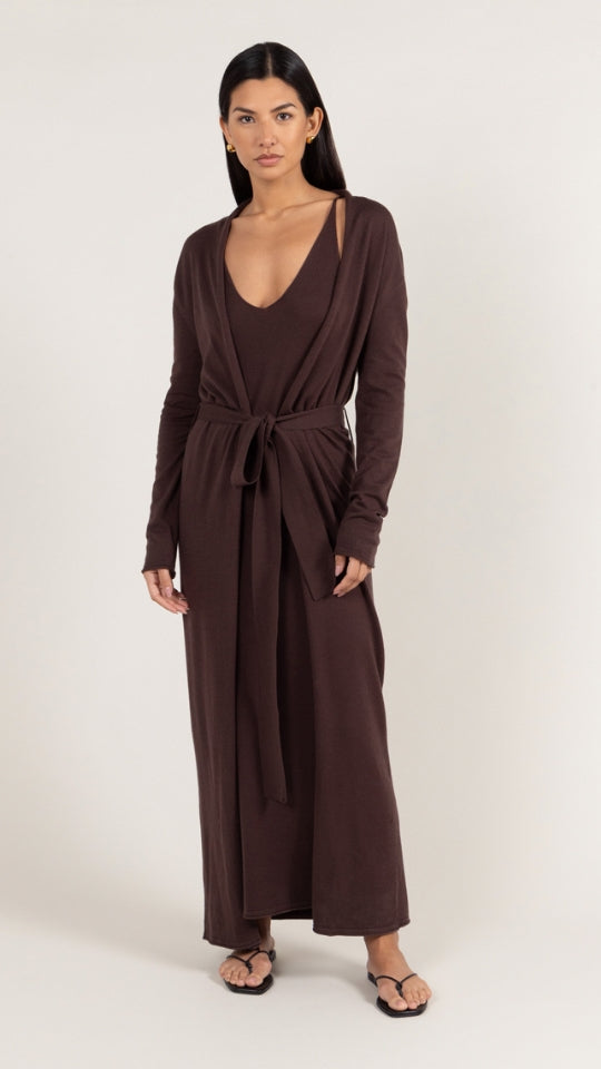 Sofia Long Line Cardigan - Dark Espresso