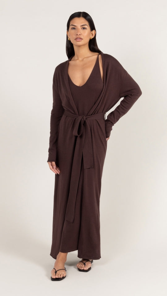 Sofia Knitted Slip Dress - Dark Espresso