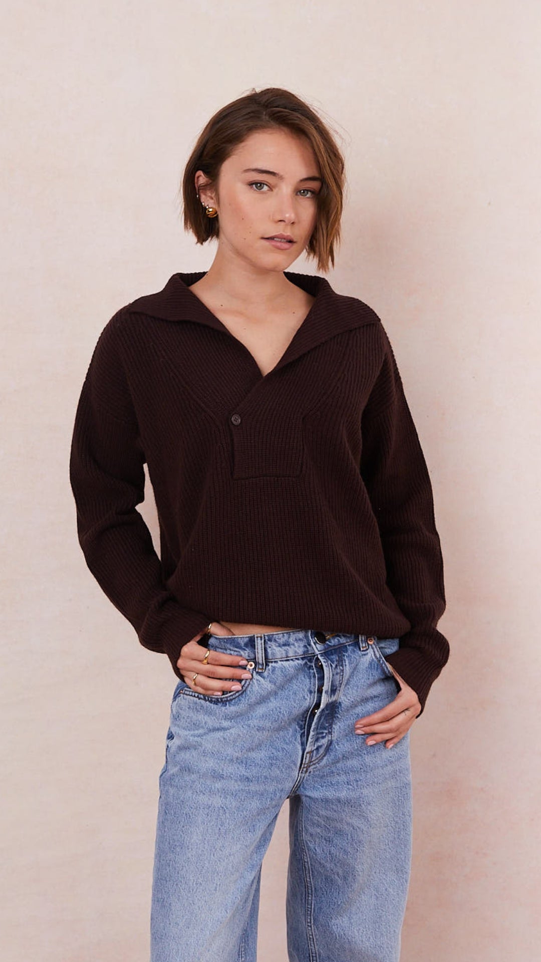Quinn Cashmere Blend Sweater  - Chocolate