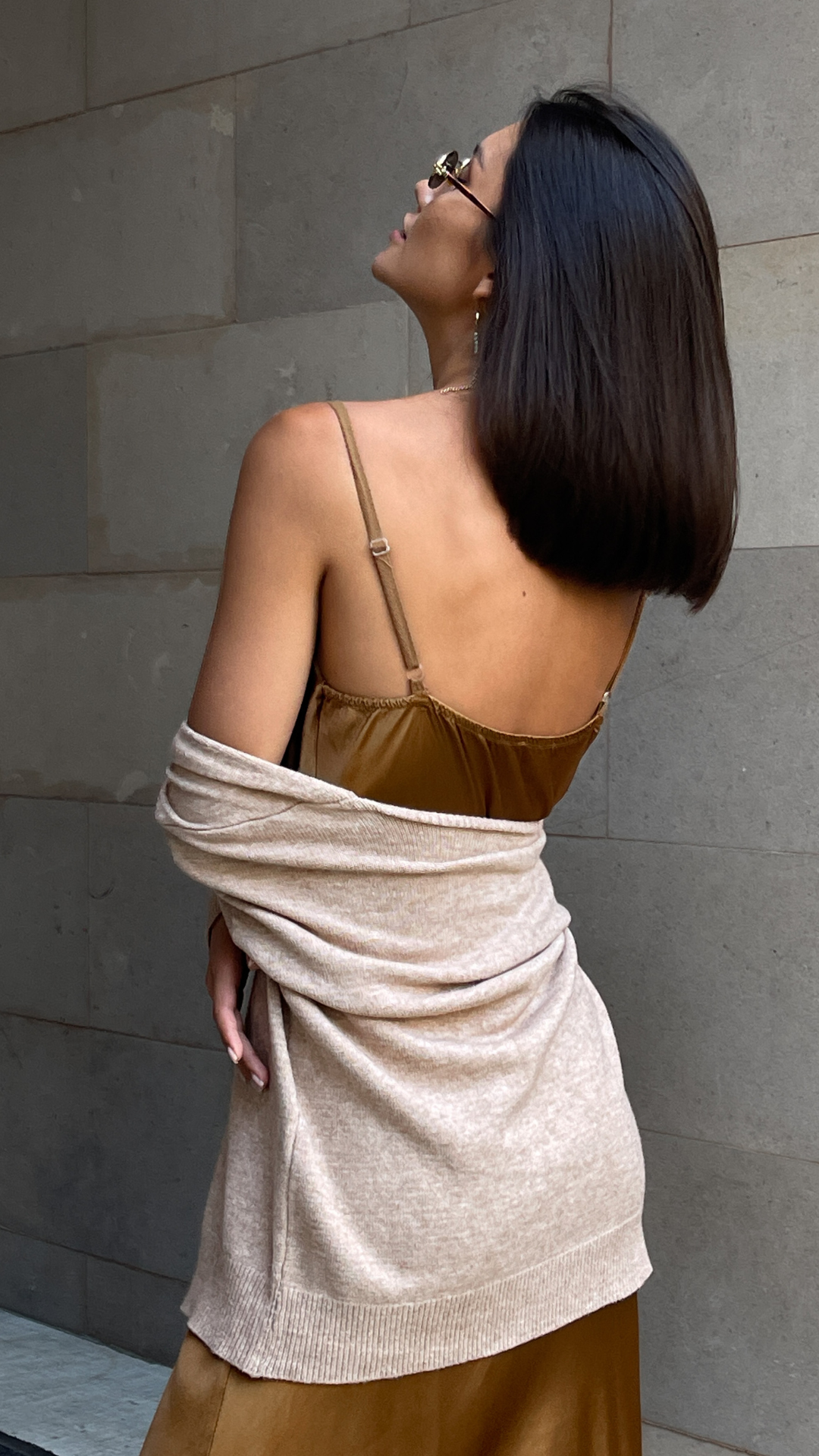 Iris Satin Dress - Caramel