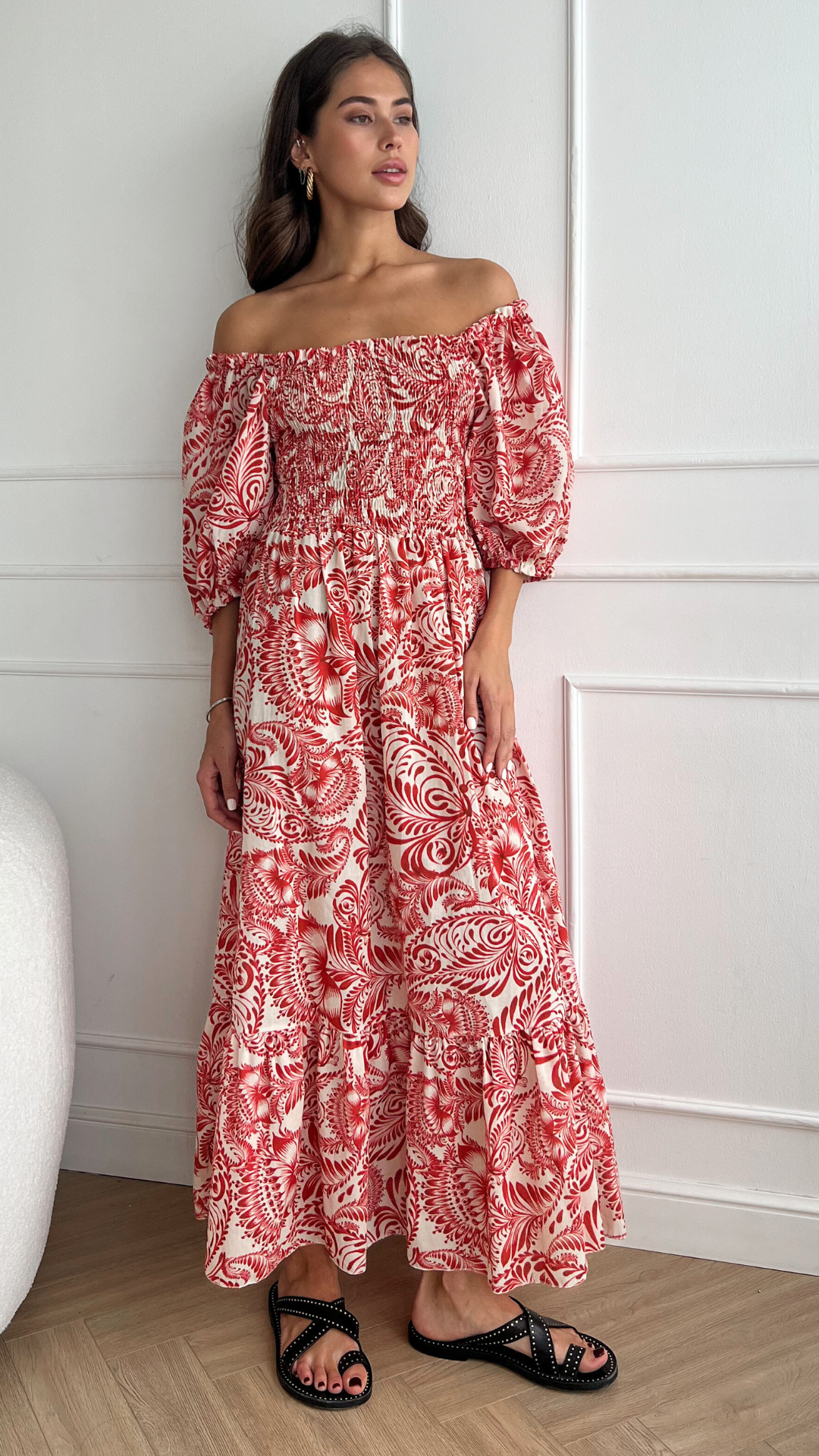 Carina Print Dress - Red Print