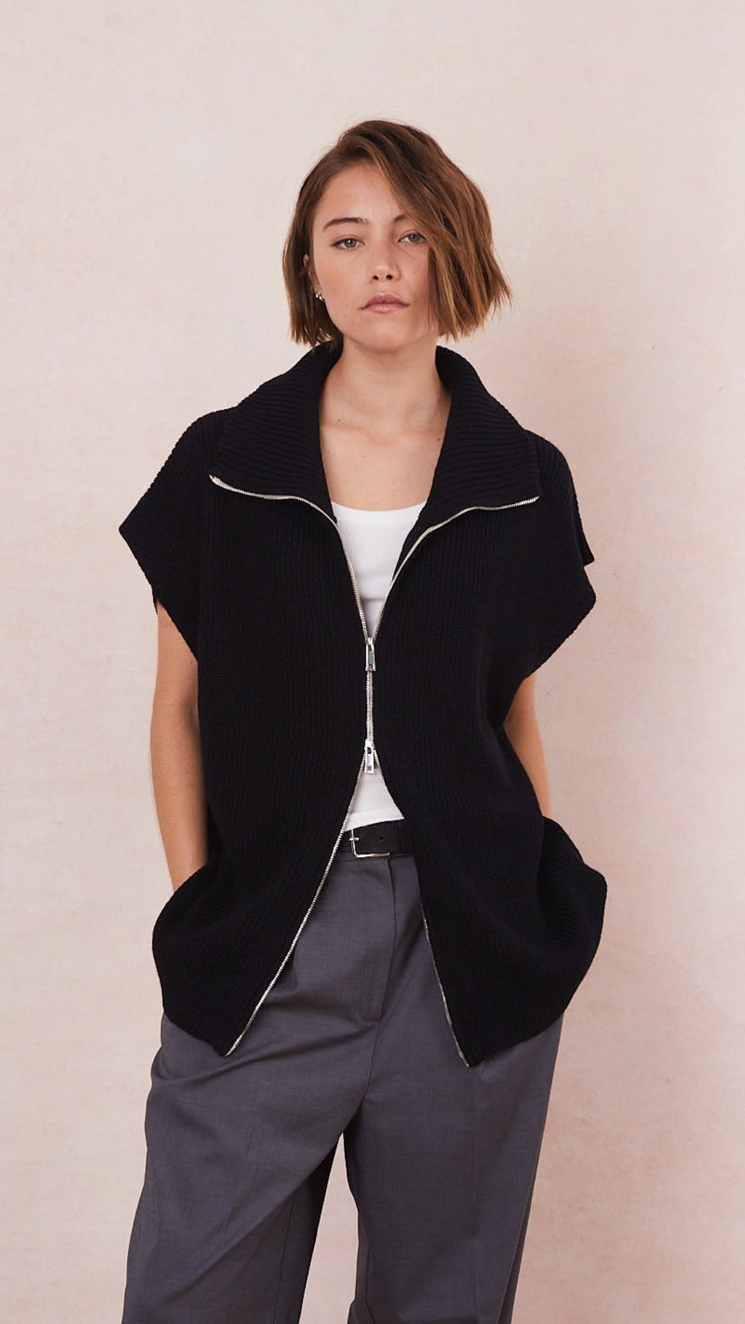 Millie Sleeveless Knit Cardigan - Black