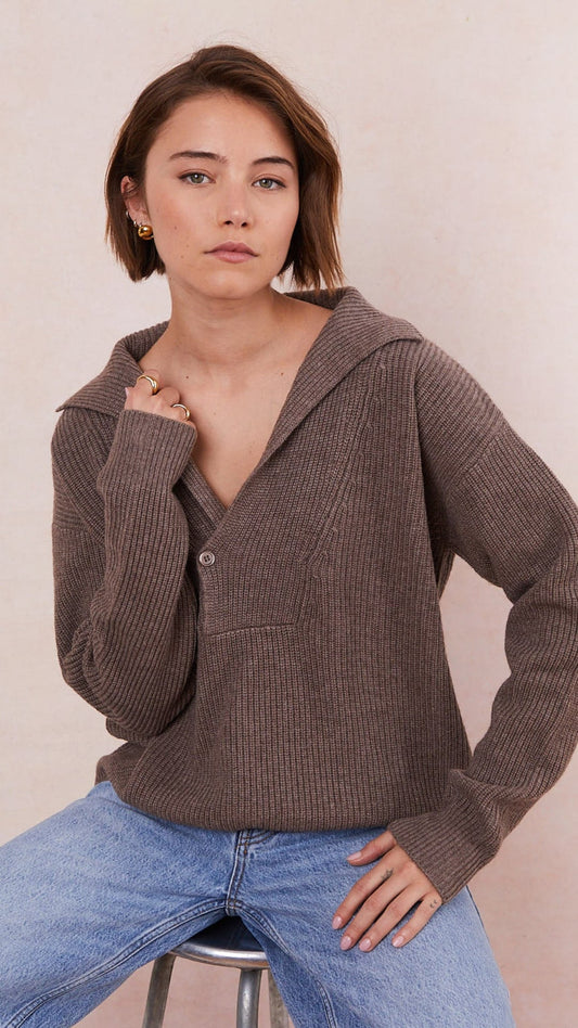 Quinn Cashmere Blend Sweater - Taupe