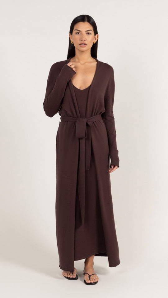 Sofia Long Line Cardigan - Dark Espresso