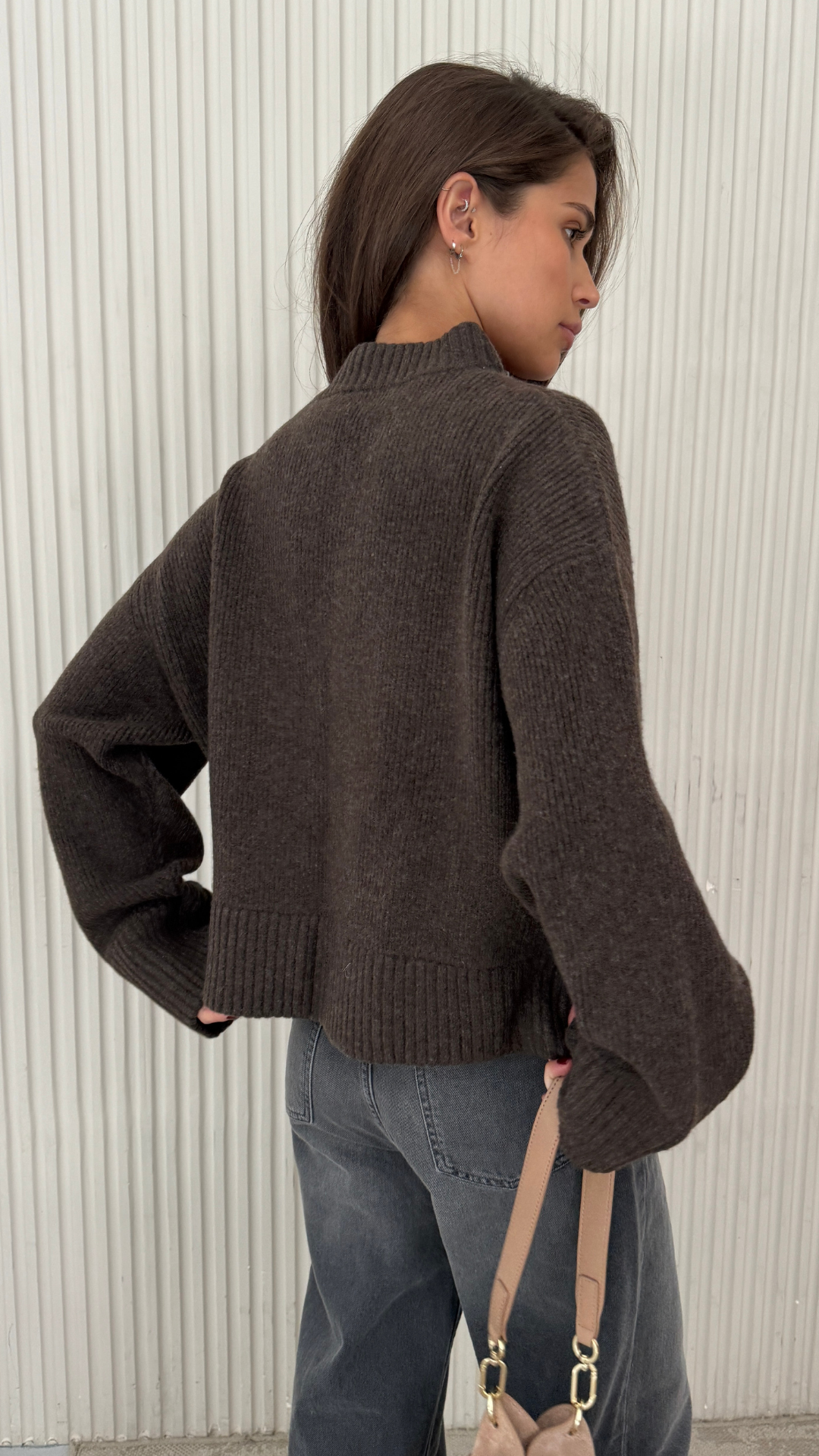 Zoey Zip Cardigan - Dark Espresso